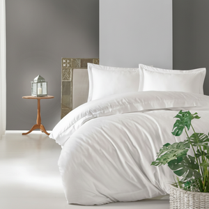 Juego de Ropa de Cama de Satén Elegante de Algodón con Funda Nórdica Individual, Diseño Floral Blanco, 4 Piezas, para Cama King, Queen, Twin, Tejido Cálido para Boda - Product Image 3