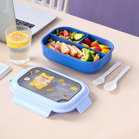 Boîte à lunch rectangulaire en plastique sans BPA, design moderne, couvercle écologique, 3 compartiments, anti-fuite, compatible micro-ondes, 1100 ml