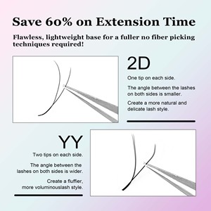 CoMango YY Lash Volume <span class=keywords><strong>2D</strong></span> Extensions de cils préfabriquées à double pointe Cilios YY Extensions de cils Cilia Cils YY - Product Image 4