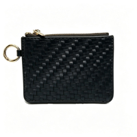 Porte-cartes en cuir vegan tissé pour femme, cadeau, portefeuille avec fermeture à glissière