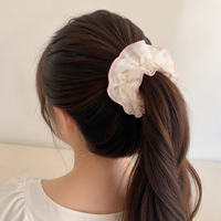 MUJU B546 Chouchou en dentelle à pois 15cm en tissu transparent, élastiques à cheveux rose lavande bleu ciel, imprimé vintage, style européen-américain