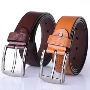 Hot Sale High Quality Men Classic Vintage Alloy Pin Buckle Luxury Strap Cow Genuine Leather Belt Wholesale