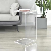 Table basse moderne durable en acrylique transparent en forme de U 6 pouces roues de console de lumière étroite pour la maison Bar meubles de salon