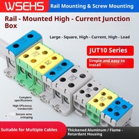 Boîtier de jonction en aluminium pour rail UTJ5, 1 entrée 1 sortie, courant élevé 145A, 50mm, 90 bornes