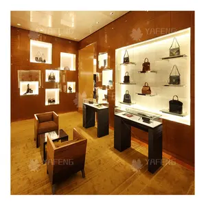 Luxury Handbag Store Display Wooden Handbag Display Rack Led Light Handbag Display Cabinet