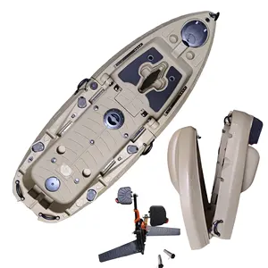 Pro angler 2.5m plastic PE kajak foldable two parts fishing folding kayak fishing boat with pedal system