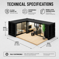 Maisonnette modulaire isolée haut de gamme, structure en acier, maison préfabriquée en conteneur, espace de vie résidentiel portable