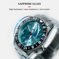 Montre GMT pour homme NH34, vente en gros ODM, plongée automatique, tachymètre, verre saphir, 20 BAR résistant à l'eau, acier inoxydable, cadran soleil.