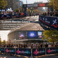 Copertura Personalizzata per Barriere Esterne, Recinzione per Controllo Folla, Banner Pubblicitario, Produzione Diretta OEM, Resistente ai Raggi UV, USA UK