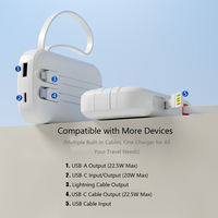 Batterie externe portable 10000mAh 20000mAh en promotion avec charge ultra-rapide 22.5W, 2 câbles intégrés, design léger et fin