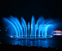 Fontaine musicale à cascade sèche moderne en acier inoxydable numérique à 180 degrés, 380 V, FBI FN1028-1, pour jardin extérieur