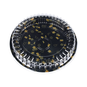 Black Plastic Container Sealed Buckle Food Packaging Round Tray guangzhou sushi box
