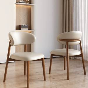 Modern Scandinavian Solid Wood Dining Chair with Faux Leather Upholstery and <b>Backrest</b> for Living Room and Dining Space - Product Image 2