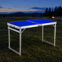 Table de pique-nique pliable portable avec cadre en aluminium, hauteur réglable sur 3 niveaux, table de camping avec poignée de transport, repas en plein air