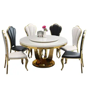 Table à manger ronde en plastique, offre spéciale d'usine, haut de marbre en acier inoxydable, prix de l'acier inoxydable, CT011