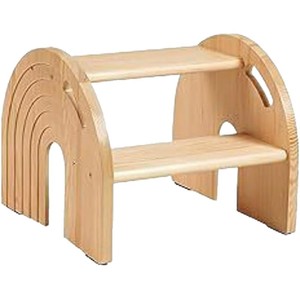 Taburete de madera de doble capa para niños con pasamanos para lavabo y inodoro, de madera maciza con forma geométrica, tamaño infantil unisex - Product Image 1
