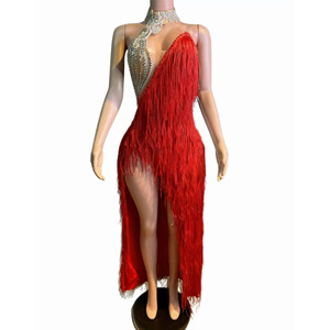 Vestido de Baile Latino con Flecos Plateados para Mujer, Vestido de Competición de Salsa con Pedrería, Traje Profesional para <span class=keywords><strong>Tango</strong></span>, <span class=keywords><strong>Cha</strong></span> <span class=keywords><strong>Cha</strong></span>, Fiesta de Baile - Product Image 6