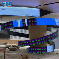 Solution d'affichage à LED irrégulière d'intérieur YHF Personnaliser la solution de mur vidéo à cylindre circulaire Module LED flexible