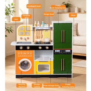 Juego <span class=keywords><strong>de</strong></span> Cocina <span class=keywords><strong>de</strong></span> Madera para Niños, Juego <span class=keywords><strong>de</strong></span> Imitación Montessori, Juego <span class=keywords><strong>de</strong></span> Cocina Multifuncional, Refrigerador <span class=keywords><strong>de</strong></span> Juguete, Lavadora, Estufa, Fregadero - Product Image 5