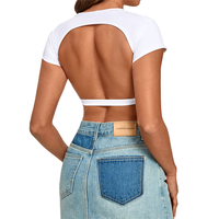 Atasan Yoga Tanpa Jahitan dan Tanpa Bra; Kaos Olahraga dan Lari Fitness yang Pas di Badan, Cepat Kering, dengan Desain Punggung - 71200