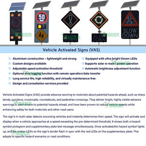 Panneau de signalisation routière pliable flexible de haute qualité alimenté par énergie solaire 8w LED radar limite de vitesse 50 <span class=keywords><strong>km</strong></span>/h - Product Image 3