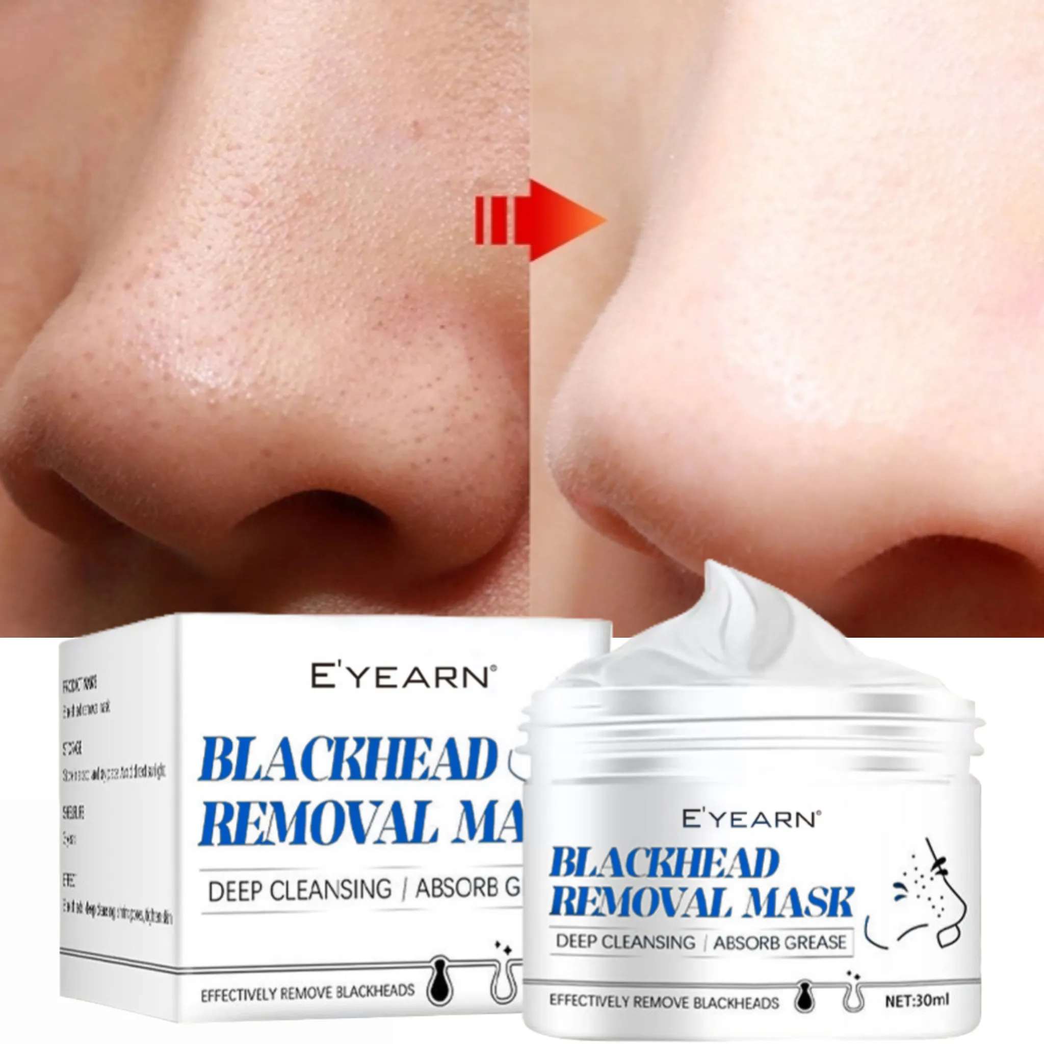 OEM Blackhead Remover Nose Face Mask Shrink Pores Strip Acne Peeling Deep Skin Tearing Care Black Cleansing Mask