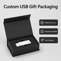 Boîte cadeau personnalisée pour clé USB étanche haut de gamme, noire mate, avec fermeture magnétique, insert en EVA, logo, vente en gros