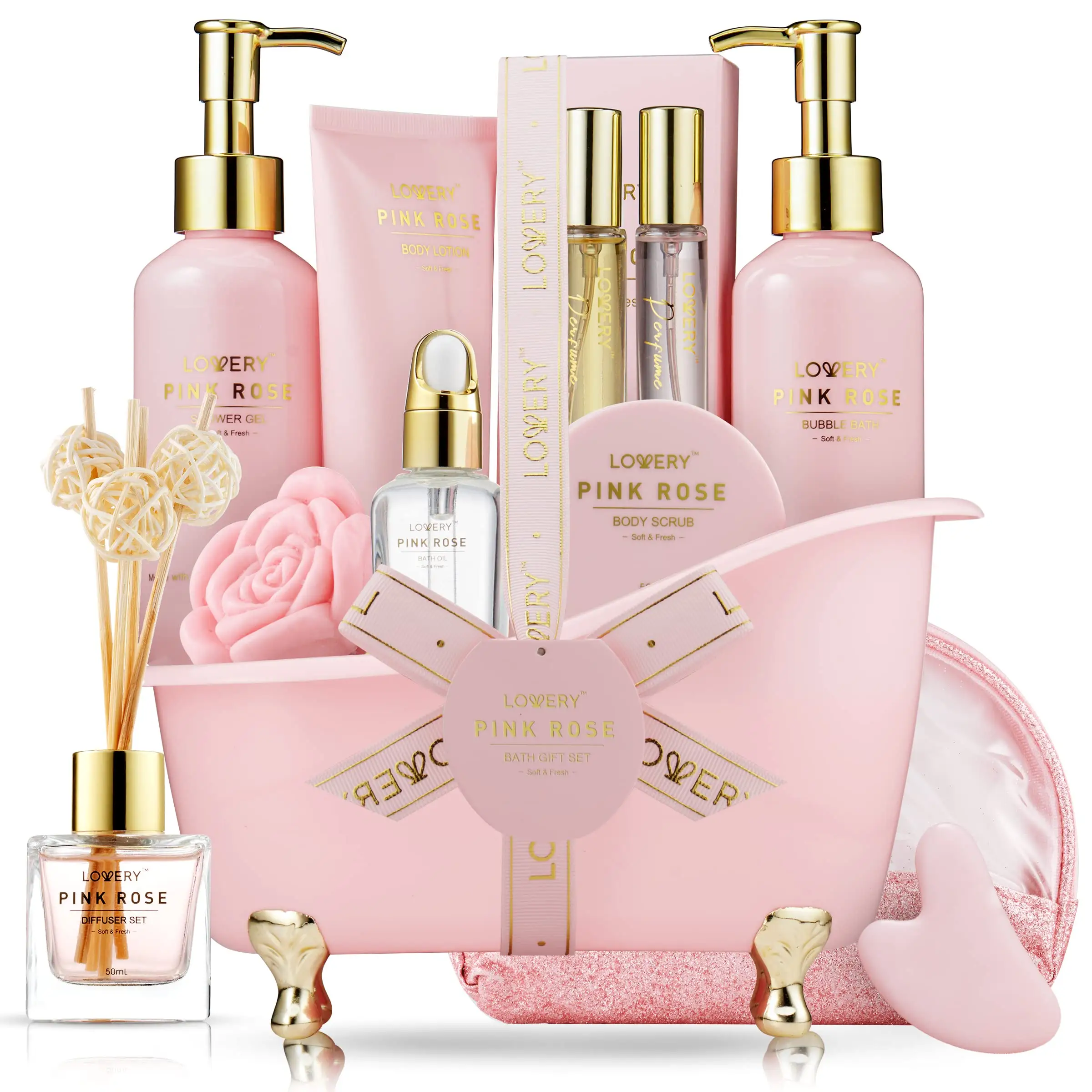 Panier cadeau Spa personnalisé pour elle avec parfum, cadeaux d'anniversaire pour femmes, boîtes cadeaux de soins personnels