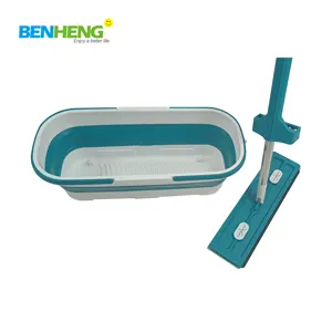 Benheng Fabriek Hot Selling Handsfree Squeeze Platte Dweil Met Opvouwbare Emmer Set