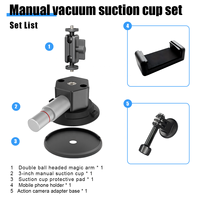 Support de caméra de voiture antidérapant en aluminium avec ventouse à pompe manuelle en métal, lèvre d'étanchéité épaissie et double rotule