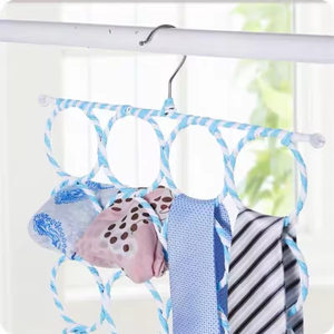 Retail Display Rattan Weaving 28 Ring Ropes Racks Foldable Neckties Scarves Circles Shelves Home Accommodating for Clothing - Product Image 3
