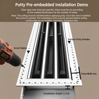 Grille de sortie d'air conditionné central ultra-étroite, sans cadre, pré-encadrée, en aluminium ABS moderne, à couche unique, dissimulée