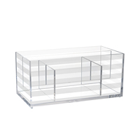 Organisateur de comptoir empilable et ensemble de rangement multifonctionnel avec diviseur amovible motif de lignes grises