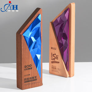 بيع بالجملة مخصص الكريستال الرخام الكأس جائزة قاعدة خشبية الكريستال التأمين الهدايا التجارية ميداليات لوحات الكأس - Product Image 5