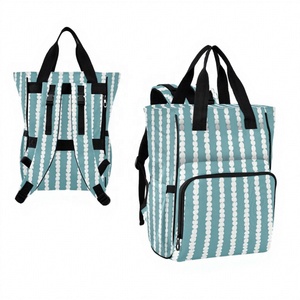 Hawaiian Blue Crown Flower Print Custom Slot Insulated Pocket Travel Waterproof Women Mummy Bag <b>Backpack</b> with Luggage Straps - Product Image 1