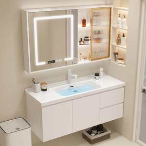 Mueble de Baño Moderno de Madera Maciza, Estilo Minimalista, con Lavabo Integrado para Balcón y Baño <span class=keywords><strong>Pequeños</strong></span> - Product Image 4