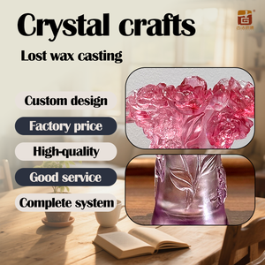 Nghệ nhân liuli <span class=keywords><strong>Camellia</strong></span> Vase với bướm Motif Lost-Wax đúc kỹ thuật màu hồng hoặc màu tím sự lựa chọn sang trọng bảng trung tâm - Product Image 4