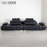 Modernes Luxus-Echtleder-Sofa mit 3/4 Sitzen, Modulares Design, Holz-Eisen-Rahmen für Wohnzimmer, Villa und Hotel, Modell S59
