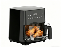 Friteuse à air en verre 4,5 L avec panier en verre borosilicate non toxique et rotation à 360° °   Plateau en acier inoxydable de qualité alimentaire 8-en-1 avec préréglages à une touche