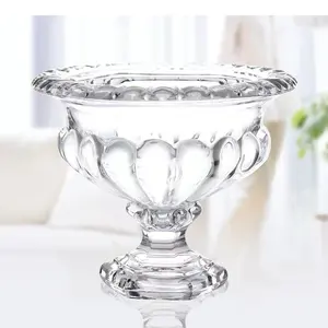 Crystal High Foot Candy Bowl Table Retro Glasses Flower Vases Vintage Wedding Decoration Vase & Bowl for Decor Clear Glass