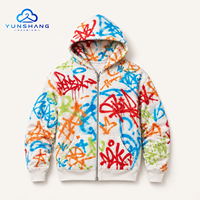 Sweatshirt Vintage Unisex Hip Hop 100% Katun dengan Ritsleting Seperempat dan Bordir 3D Ukuran 5XL, Finishing Pewarnaan Garmen - Koleksi Musim Semi