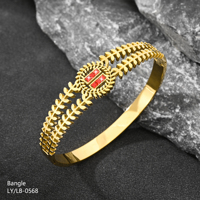 Bracelet en acier inoxydable pour femme, vente en gros d'usine, non décolorant, motif fleur à quatre feuilles, zircon, plaqué or 18 carats