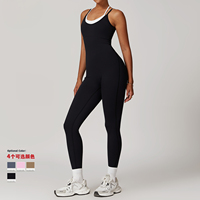 Body et combinaison de sport de couleur contrastée une pièce combinaison de yoga dos nu avec shapewear combinaison de collants de fitness pour femmes