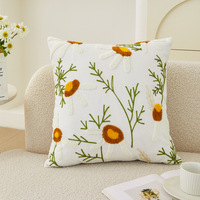Housse de coussin carrée personnalisable, amovible et lavable, en toile brodée de style américain, pour canapé et salon