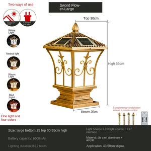 Solar LED Pillar <b>Light</b> Outdoor Warm White 2700K Acrylic <b>Shade</b> Bronze Body Ra80 Dimmable IP65 Waterproof No <b>Wiring</b> Installation - Product Image 2
