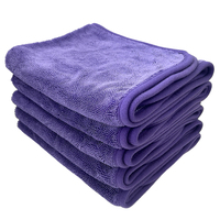 Serviette de séchage en microfibre torsadée de qualité supérieure 40x60cm 600GSM violette pour lavage de voiture, sans peluches, super absorbante, sans rayures