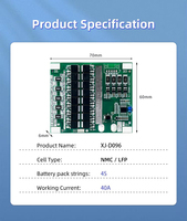 XJ-D096 4S 10A 20A 25A 30A 40A Bms LFP NMC 3.2v 3.7v Lifepo4 4S 20A Système de gestion de batterie avec capteur de température d'équilibre