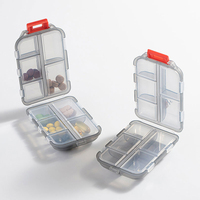 Petite boîte à médicaments en plastique à double couche, design détachable portable, compartiment à 10 compartiments, boîte de rangement de voyage scellée