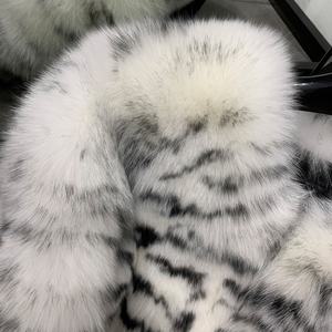 Vera pelliccia giacca manica lunga donna vera volpe <span class=keywords><strong>cappotto</strong></span> donna pelliccia naturale panno stampa Zebra - Product Image 3