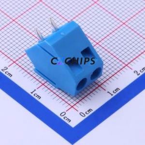 DB103-5.0-2P-BU-P Screw Terminal Block Through hole Component (THT),P=5mm Connector 1x2P 5mm Blue Through Hole - Product Image 1
